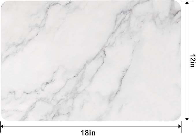 QIYI Placemats Set of 4, 12x18 Inch Faux Leather Place Mats for Kitchen Dinning, Heat Resistant Anti Slip Table Mats, Waterproof Wipeable Washable Placemat Party Table Décor, White Marble