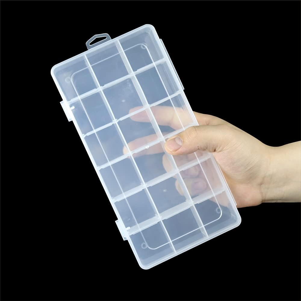 5 Pack 18 Compartment Organizer Box with Parkical Adjustable Dividers, 18 Grids Plastic Storage Container for Jewelry, Craft DIY, Bead Organizer, Sewing, Dip Powder, Hair Accessories