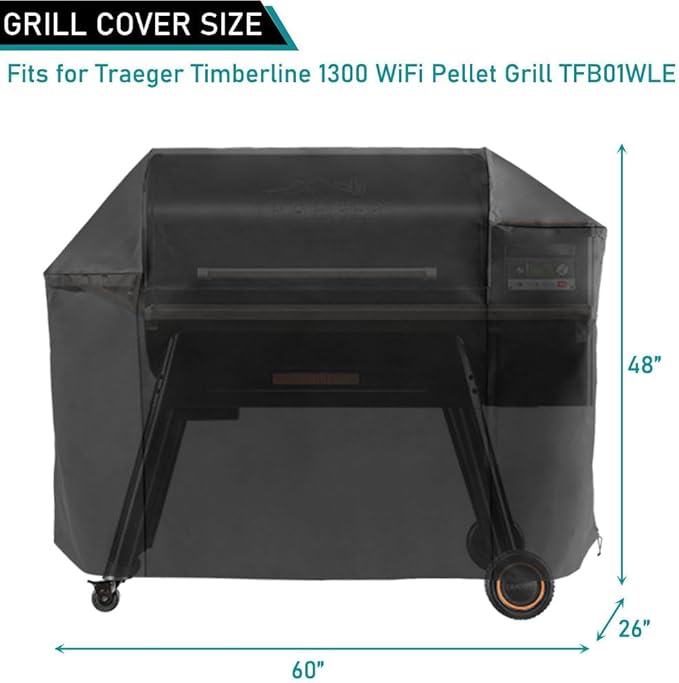 ZJYWSCH Grill Cover for Traeger Timberline 1300 Pellet Grill Smoker Outdoor Waterproof Traeger Timberline 1300 Pellet Grill Cover Full Length BAC360 Heavy Duty