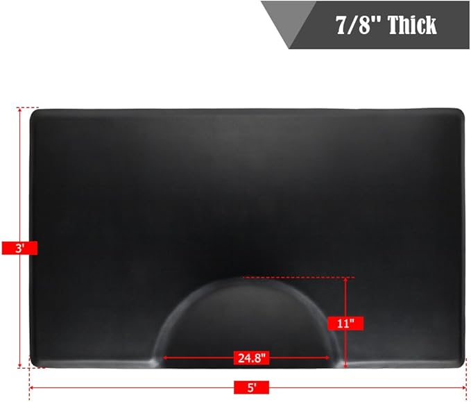 3' x 5' Salon Anti Fatigue Mat for Hair Stylist 7/8'' Thick, Rectangle Comfort Barber Shop Beauty Floor Mats Under Styling Chair