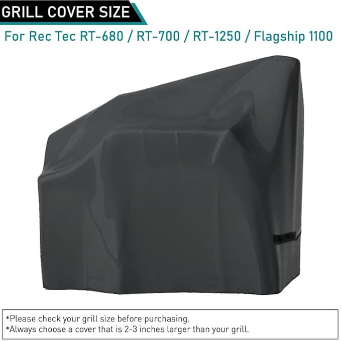 ZJYWSCH Grill Cover for RecTec Flagship 1100 1600 RT-700 RT-1250 RT-680 Wood Pellet Grill Smoker Outdoor Waterproof for Rec Tec 680 700 1250 1600 Pellet Grill Cover Heavy Duty