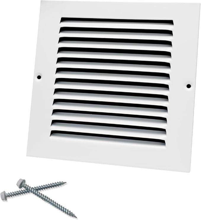 6"W x 6"H [Duct Opening Size] Steel Return Air Grille, Air Return Vent Cover for Ceiling and Sidewall - HVAC Air Vent Covers - [Outer Dimensions: 7.75"W x 7.75"H]