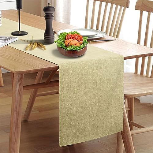 Wipeable Table Runner, Thick Farmhouse Dresser Runner, Rustic for Kitchen, Bedroom, Living Room, Indoor and Outdoor (72'', Beige)