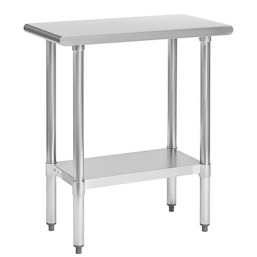 Hally Stainless Steel Table for Prep & Work 30 x 15 Inches, NSF Commercial Heavy Duty Table with Undershelf and Galvanized Legs for Restaurant, Home and Hotel