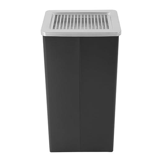 Trash Can with Lid Outdoor Indoor Stainless Steel Commercial Garbage Bin Waste Container with Inside Barrel for Patio Yard Garage, Black