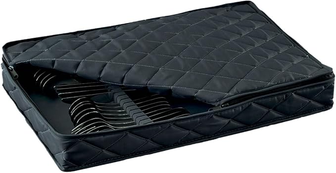 LAMINET Quilted Dinnerware Storage Case (Flatware, Black A)