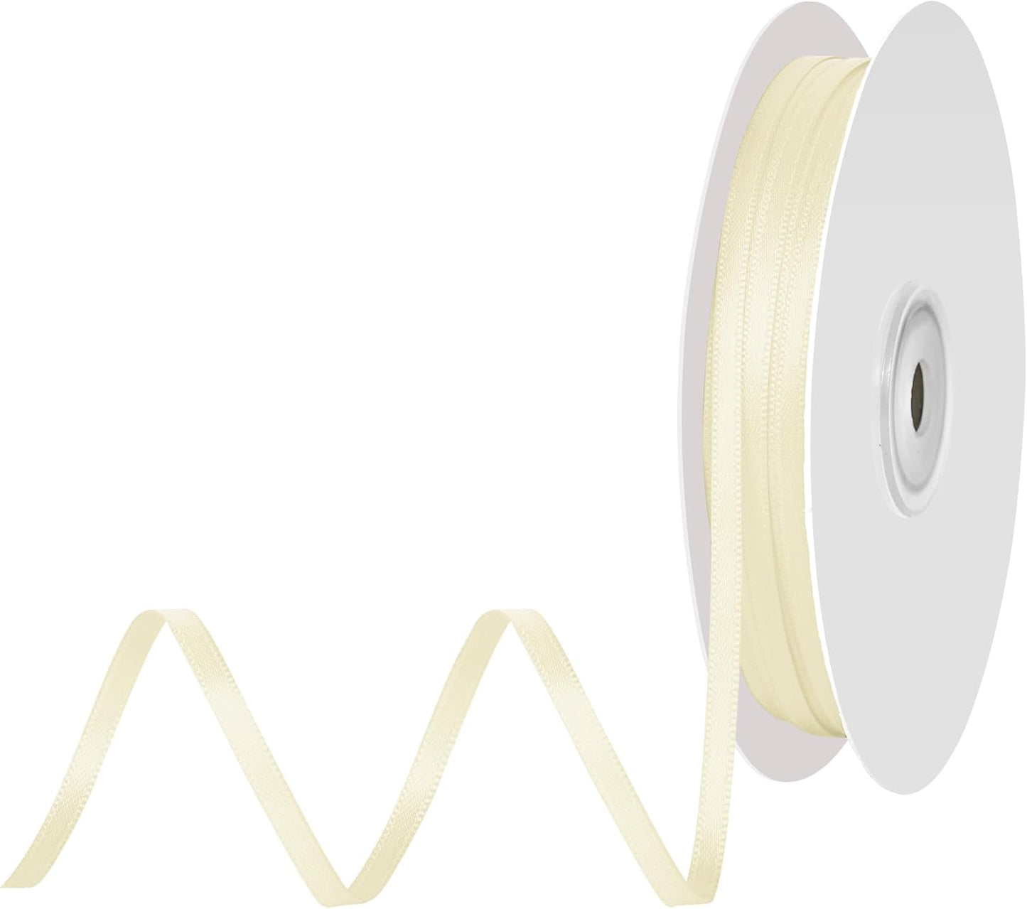 1/8 Inch X 100 Yards Cream Satin Thin Ribbon Solid Color Double Faced Ribbons Perfect for Crafts Wedding Decor Bow Making Arts Sewing and More