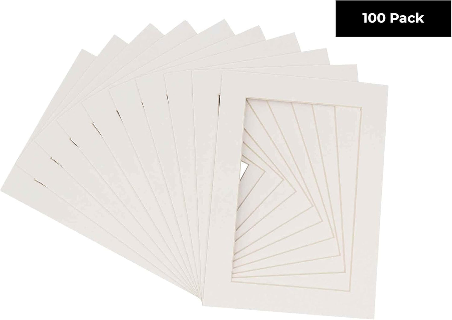 5x7 Mat for 8.5x11 Frame - Precut Mat Board Acid-Free Show Kit with Backing Board, and Clear Bags Textured White 5x7 Photo Matte For a 8.5x11 Picture Frame Matboard for Framing, Pack of 100 Mats