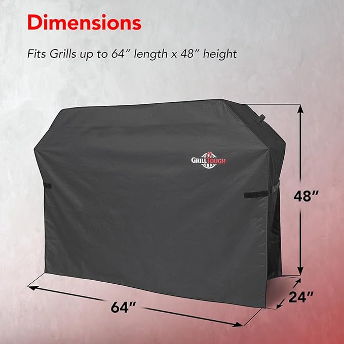 Heavy Duty BBQ Grill Cover for Outdoor Grill, 64 Inch – Waterproof, Weather Resistant, UV & Fade Resistant with Adjustable Straps – Gas Grill Cover for Weber, Charbroil, etc. Charcoal