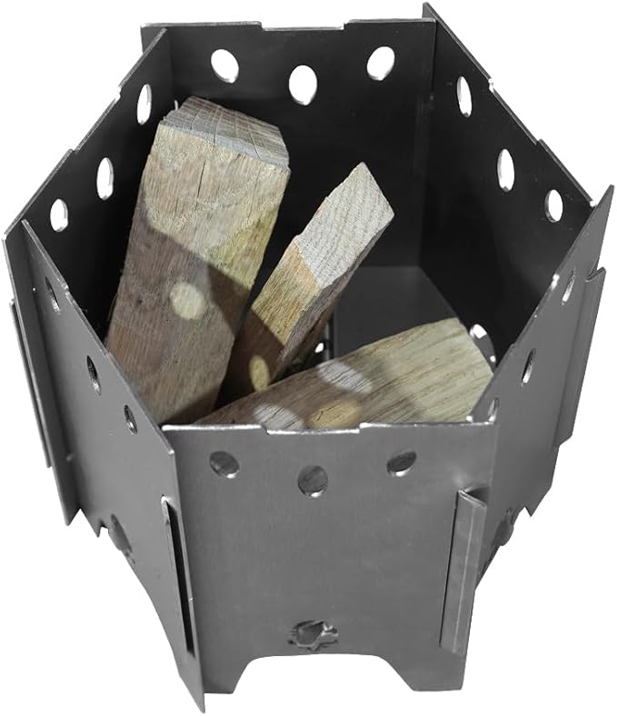 Folding Flame Compact Folding Camping Stove – Portable, Lightweight, Stainless Steel Wood Burning Campfire Stove for Backpacking, Hiking, and Outdoor Cooking