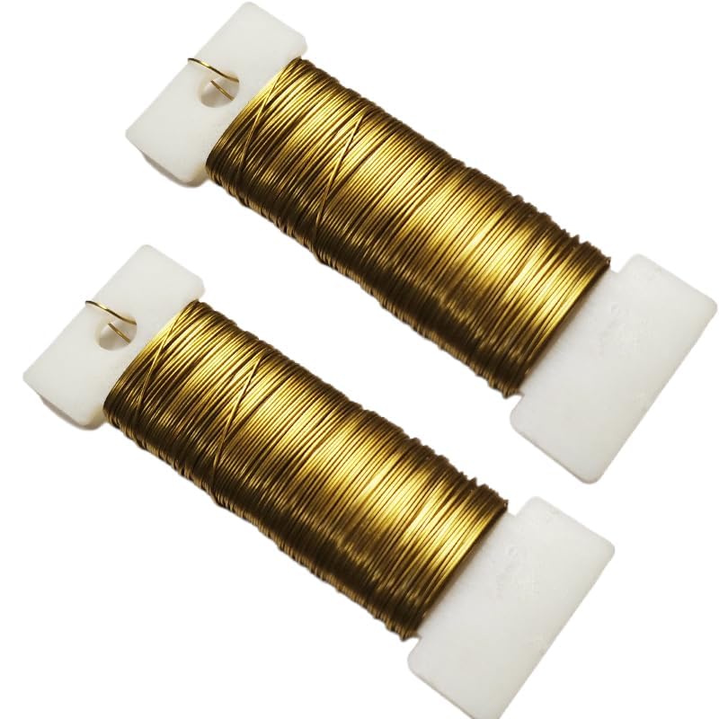 76Yards 26Gauge Golden Metal Floral Wire Flexible Paddle Florist Garden Wire for Flower Arrangement,Crafts,Christmas Wreaths Tree,Garland.