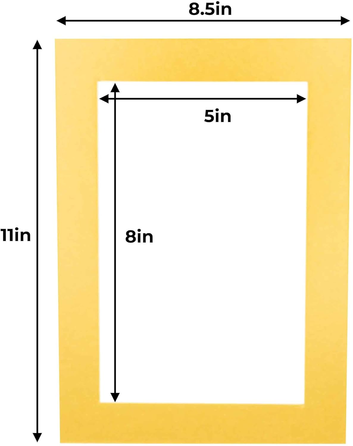 5.5x8.5 Mat for 8.5x11 Frame - Precut Mat Board Acid-Free Metallic Gold 5.5x8.5 Photo Matte For a 8.5x11 Picture Frame, Matboard for Family Photos, Show Kits, Art, Picture Framing, Pack of 1 Mat