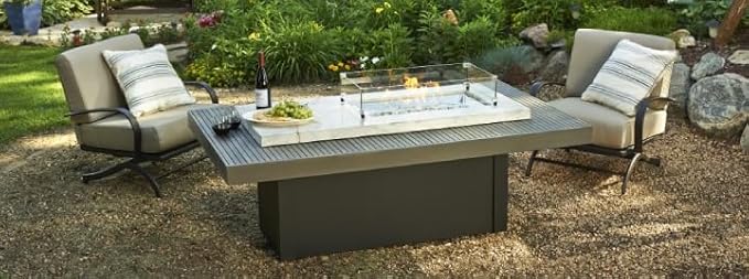 Outdoor GreatRoom Co Fire Pit Wind Guard - 12" x 24" Rectangular Fire Pit Glass Wind Guard for Firepit Burner - 6 Inch Tall Tempered Glass Panels, Secure Aluminum Clips, Rubber Bases, Easy Assembly