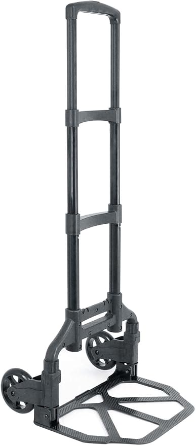 Rockville GigMate 154 lbs DJ/Musician Aluminum Trolley Hand Truck, Folds Flat, Large Rubber Wheels, Bungee Cord Included, Adjustable Height, for DJs and Musicians Transporting Gear