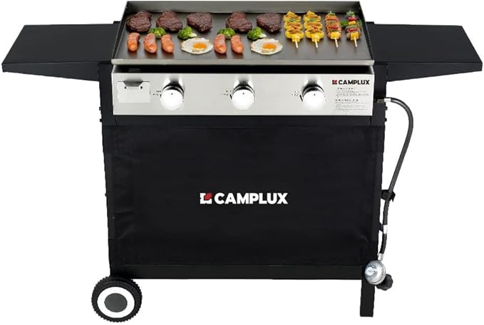 CAMPLUX Flat Top Griddle, Propane gas outdoor grill Griddle Cooking Station for Camping,BBQ,Tailgating or Picnicking, Stainless Steel, Silver, Black