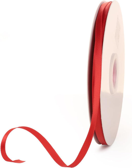 1/4" x 100 Yards Red Polyester Satin Ribbon Single Faced Bulk Fabric Ribbons for Gift Wrapping, Crafting and DIY Projects, Hair Accessories, Tiny Bows
