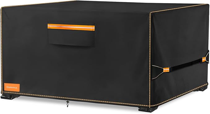 Fire Pit Cover,Outdoor Heavy Duty 600D 100% Waterproof Fire Pit Cover Rectangular,Weatherproof Firepit Covers Rectangle 44" L x 28" W x 24" H,Black