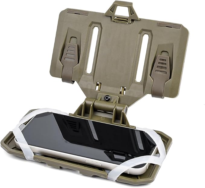 Tactical Vest Folding Plate Carrier Phone Bracket Holder, Universal Chest Phone Mount for Screen Size 4.7"-6.7", for MOLLE System