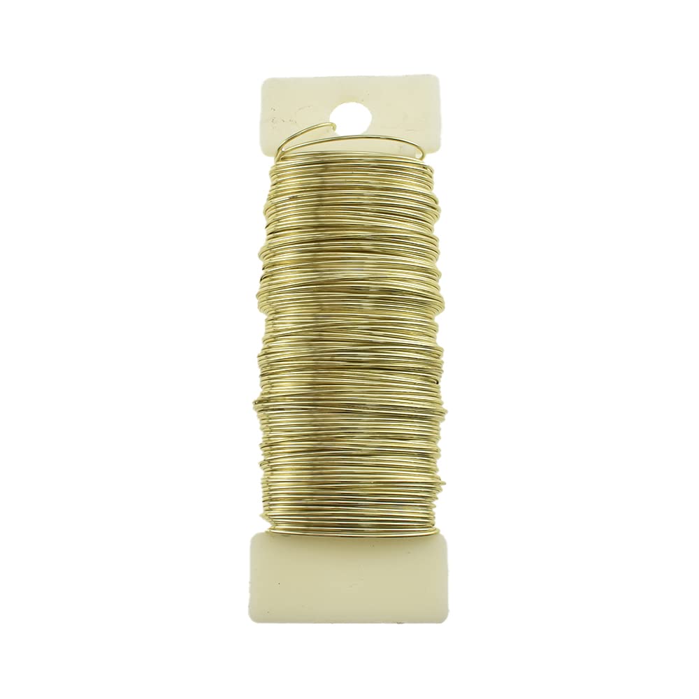 HAHIYO 22Gauge Golden Floral Wire - 1 Roll, 38 Yards (115 Feet) Flexible Paddle Wire for Crafts, Christmas Wreaths, Tree & Flower Arrangement, Bouquet Wrapping, Wedding DIY