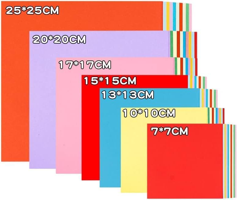 2 Pack 10 Colors Origami Paper Double Sided Color 100 Sheets Square Easy Fold Paper for Beginner (Centimeters, 25x25)