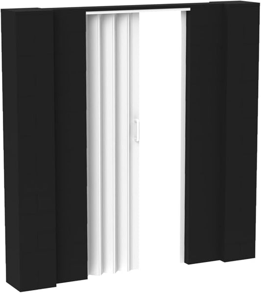 EverBlock 7’ x 7’ Wall Kit with Accordion Door | 3’ x 7’ Doorway | Modular Building Blocks | Wall Display System | Room Divider & Partition | Easy to Connect & Reuse | Indoor & Outdoor Use | Black