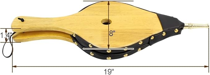 INNO STAGE Air Blower 19x8 Cast Nozzle Bellows for Fireplace Tools Wood Stove Indoor Outdoor Cooking Camping BBQ Fire Pit Place Accessories (Golden)