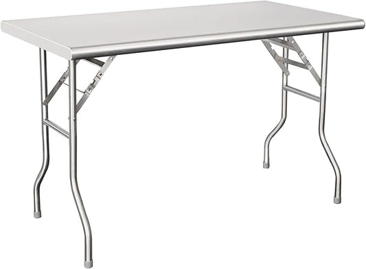 HARDURA Folding Stainless Steel Table 30X48 Inches with Legs NSF Commercial Portable Folding Prep Table for Restaurant Kitchen Home and Hotel