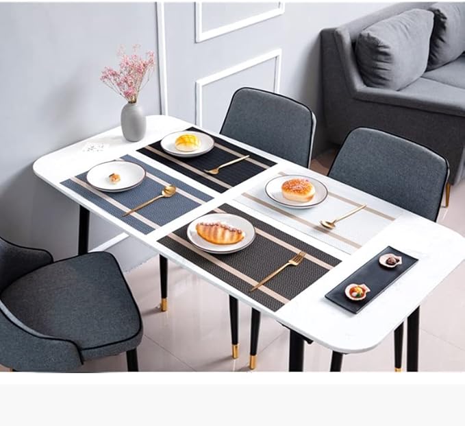 Luxurious Placemats Set of 4, Durable Table Mats Kitchen Plastic Washable Placemats for Home/Dining Room Decoration (White)