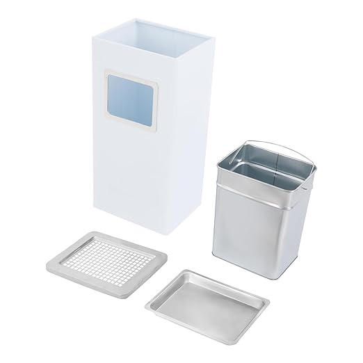 Trash Can with Lid Outdoor Indoor Stainless Steel Commercial Garbage Bin Waste Container with Inside Barrel for Patio Yard Garage, White