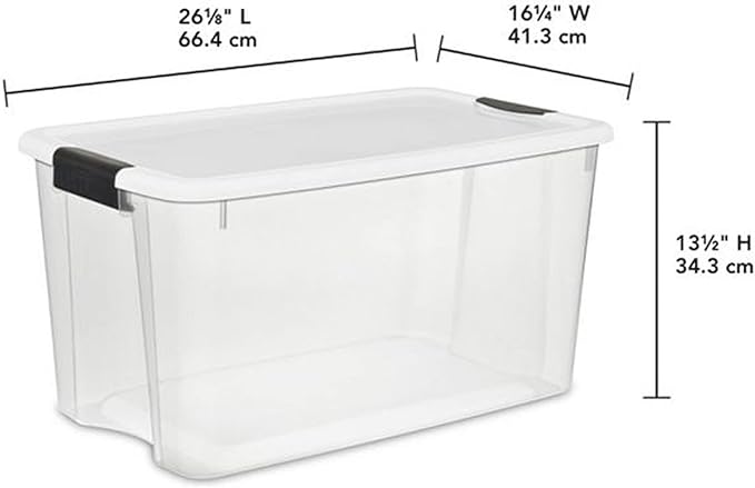 Sterilite 8 Pack Ultra Storage Totes, Lidded Plastic Containers, 116 Qt and 70 Qt, Clear