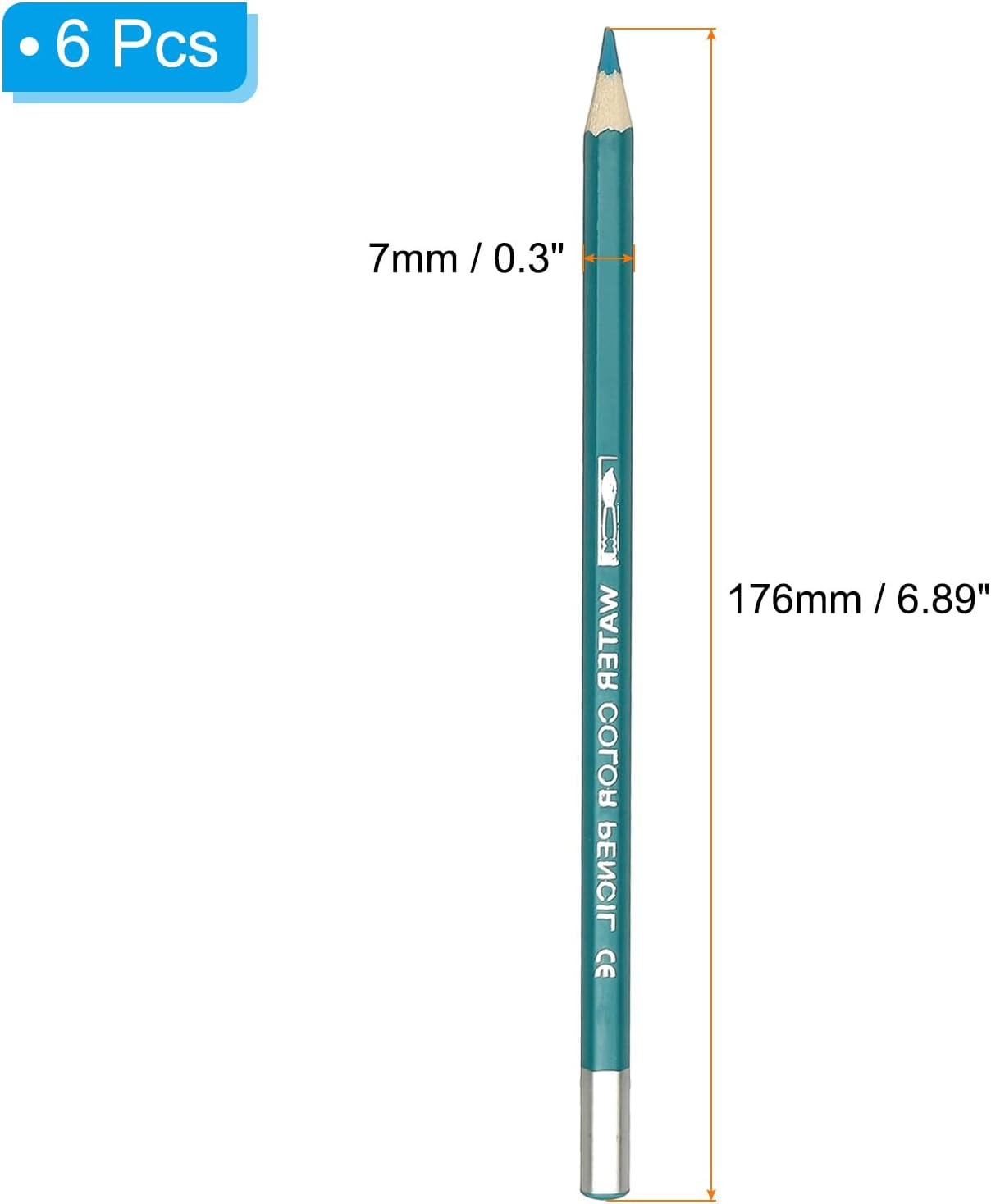 PATIKIL Watercolor Pencil, 6Pcs Water Soluble Pencils for Blending, Coloring, Sketch Drawing, Painting, Bright Blue