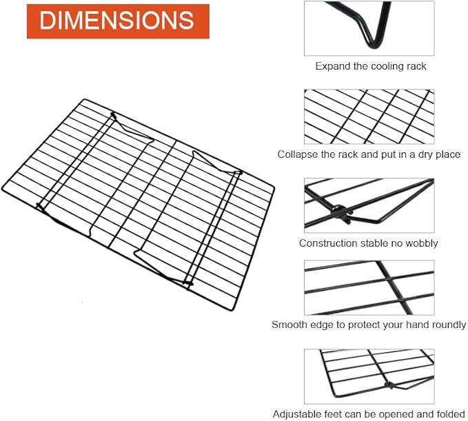 3-Tier Stackable Cooling Racks, Stainless Steel Wire Rack Baking Rack Oven Rack Cookie Rack Oven Safe, Rust-Resistant Non-Stick Cooling Grilling for Baking, Cooking, Roasting 15”x 10"