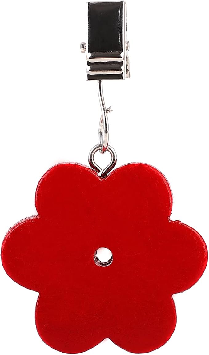 TwoFish Home Set of 4 Red Flower Tablecloth Weights Clips Handicraft Red Flower Tablecloth Clamps Pack of 4