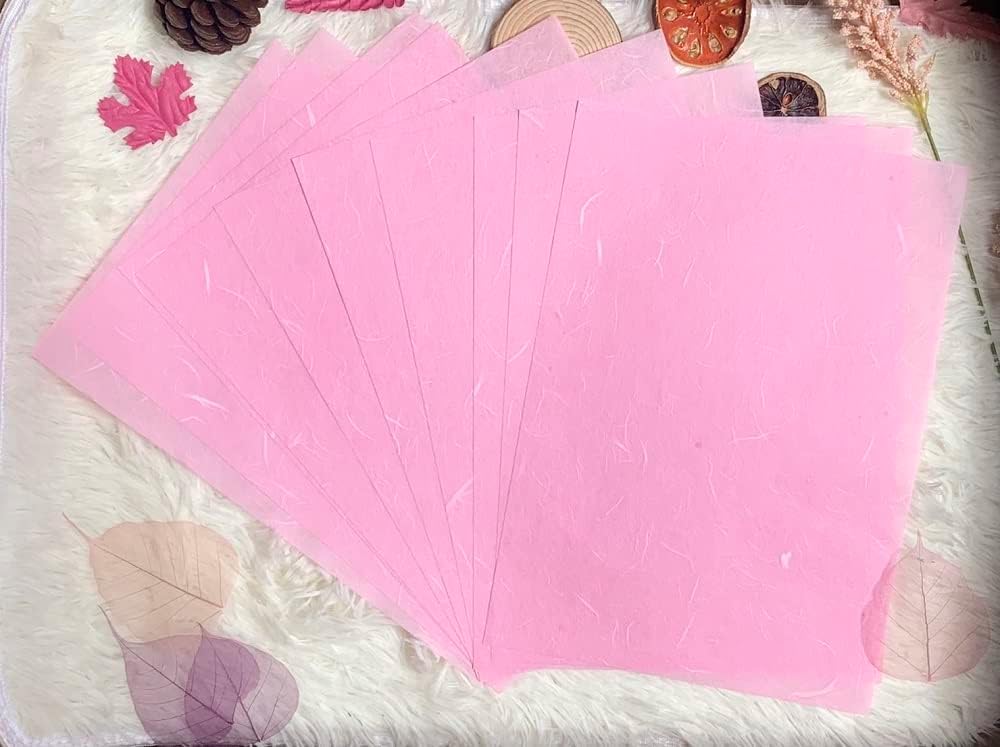 50 Sheets A4 Natural Fiber Mulberry Tree Mulberry Paper Sheets Art Tissue Washi Paper Design Craft Art Origami Suppliers Card Making DIY Crafts (Wedding Tone, A4)