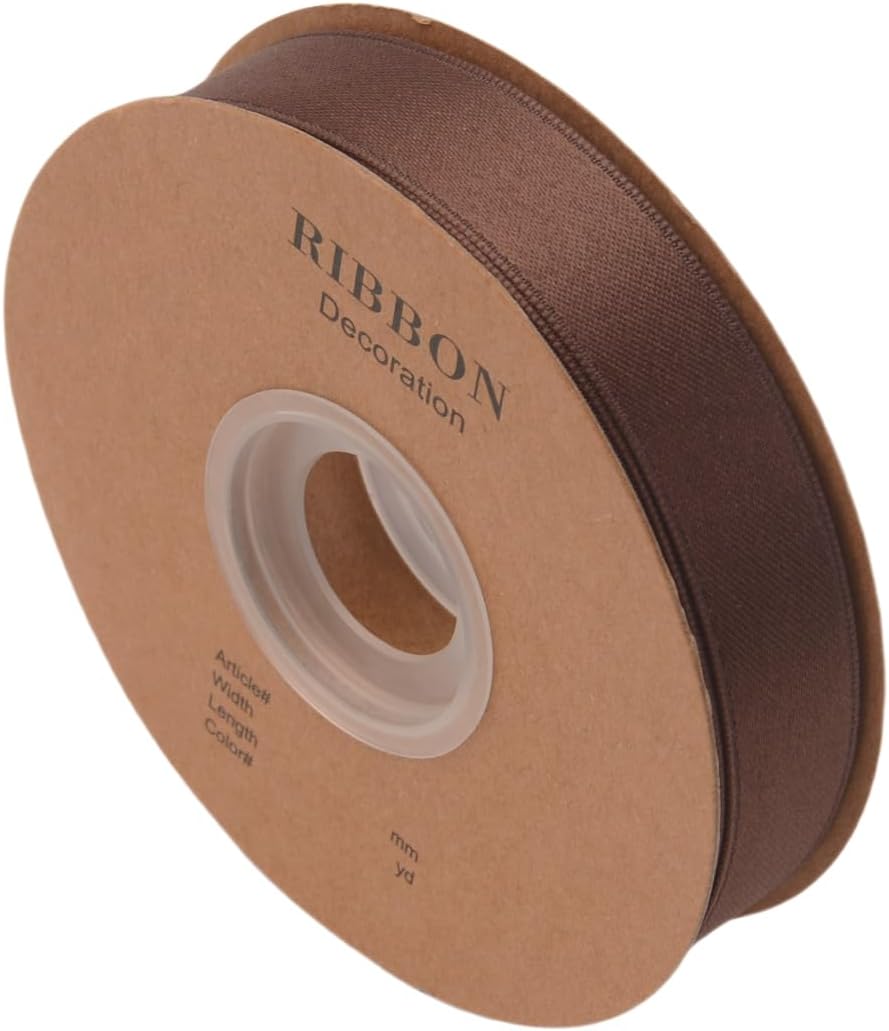 Double Side Satin Ribbon, Continuous 20 Yards,Use for Craft Bows Bouquet, Gift Wrapping, Wedding Decoration, Floral Arrangement (Coffee, 4/5 inch)