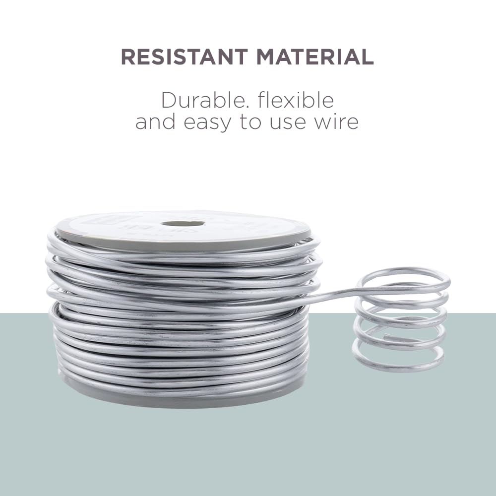 UTILE Armature Aluminum Wire 80 ft 9 Gauge 3.7 mm Anodized Craft Bendable Wire – Sculpting Metal Silver for Bonsai Trees, Clay, Crafts, Plants, Gardening, Beading and Jewelry Making (Silver)