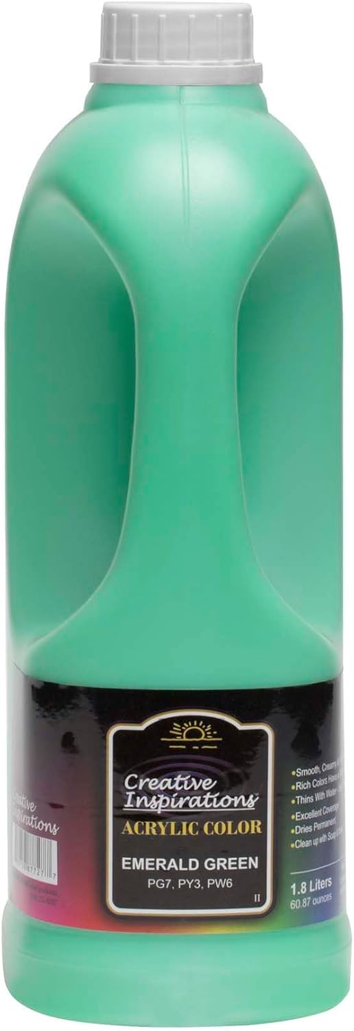 Creative Inspirations Acrylic Paint - Emerald Green - 1.8 Liter - Smooth & Creamy Consistency, Vibrant Pigmentation, Great Coverage for Artists - Clean Up with Soap & Water
