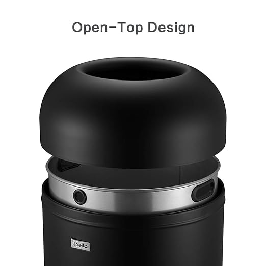 71 Liter / 18.8 Gallon Commercial Open Top Trash Can, Big Capacity, Brushed Stainless Steel (Black)