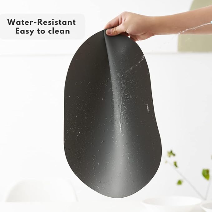 Clay Pink Oval Silicone Placemats Set of 4 – Heat Resistant, Waterproof, Easy to Clean Non-Slip Modern Dining Table Mats – Premium Leather Textured Japandi Kitchen Decor