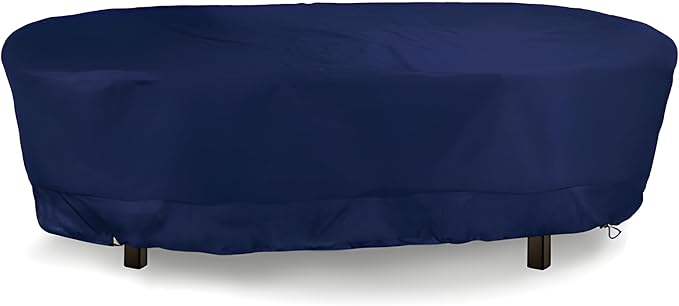 Eevelle Meridian Patio Oval Table Cover with Marine Grade Fabric - Waterproof Outdoor Table Cover - Furniture Set Covers for Dining Table - Easy to Install - (25" H x 72" L x 42" W, Navy)