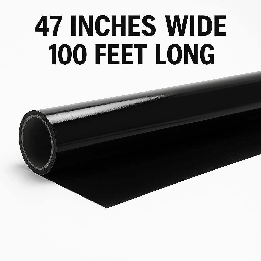 Anderson's Black Shiny Metallic PVC Roll: 47" x 100' Flame-Resistant Event Decor for Weddings, Parties, Photo Booths, Gift Wrap, Table Covers, Backdrops, Crafts & Holiday Decorations