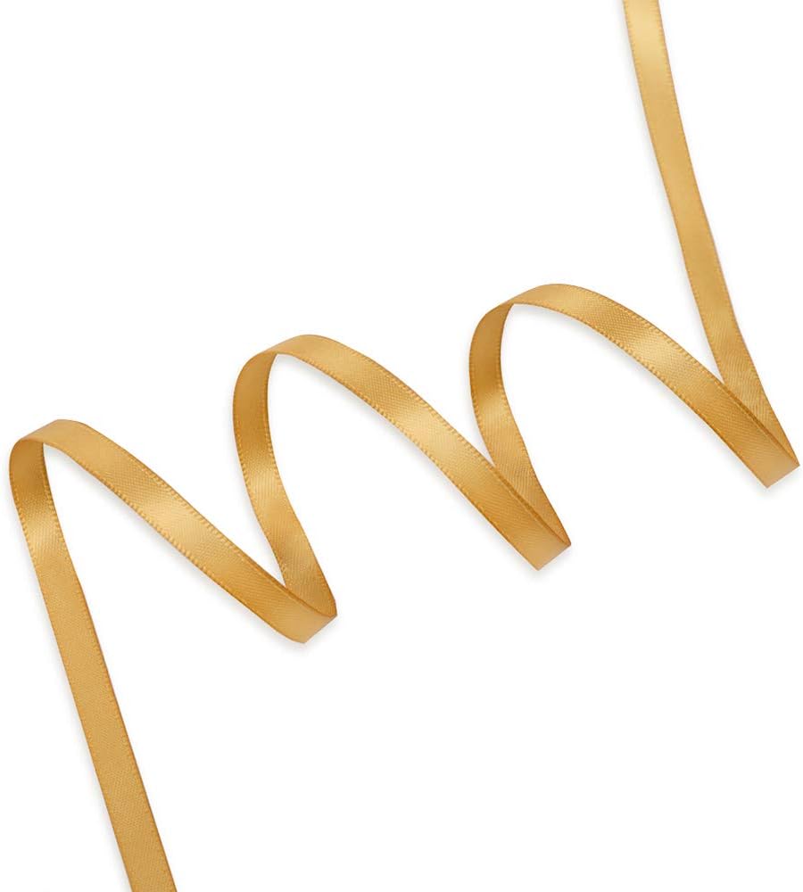 Humphrey's Craft 1/4 Inch Old Gold Double Faced Satin Ribbon - 50 Yards Variety of Color for Crafts Gift Wrapping DIY Bows Bouquet Decoration Sewing Christmas Tree Wedding Invitation Card.