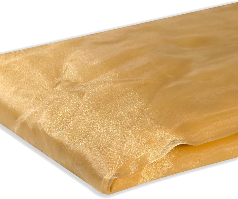Fynite Champagne Gold Organza Fabric by The Yard | 2 Yard Long | 44" Wide | Bridal Soft Sheer Organza Tulle for DIY Wedding Dress Fashion Craft Decorations