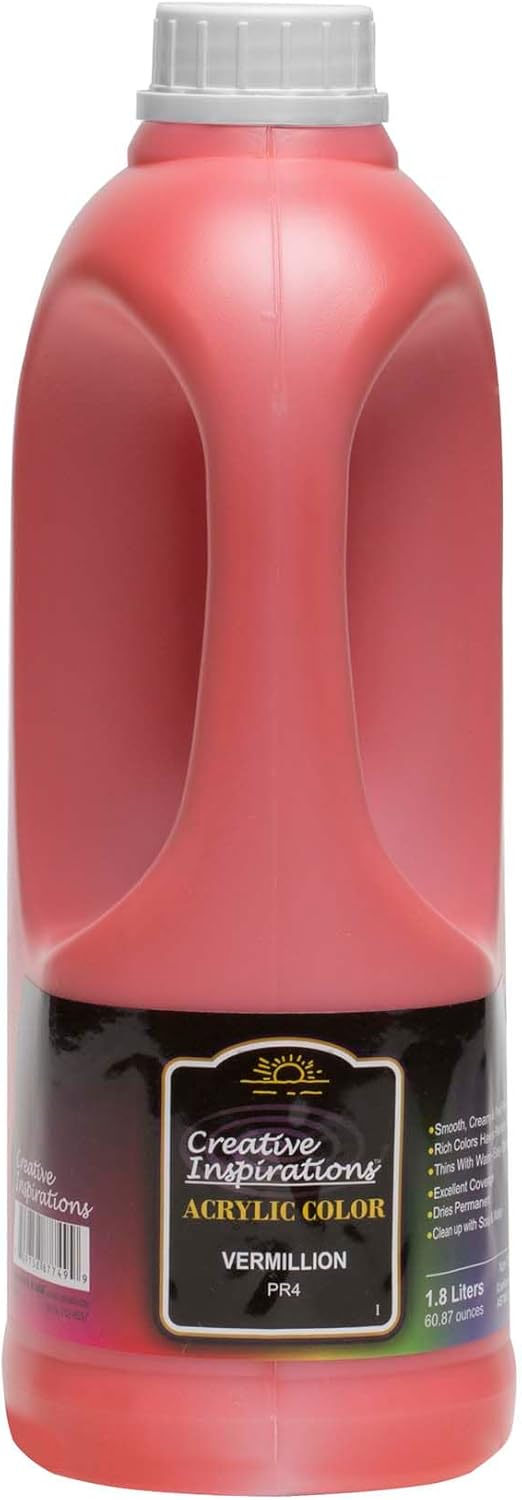 Creative Inspirations Acrylic Paint - Vermillion - 1.8 Liter - Smooth & Creamy Consistency, Vibrant Pigmentation, Great Coverage for Artists - Clean Up with Soap & Water