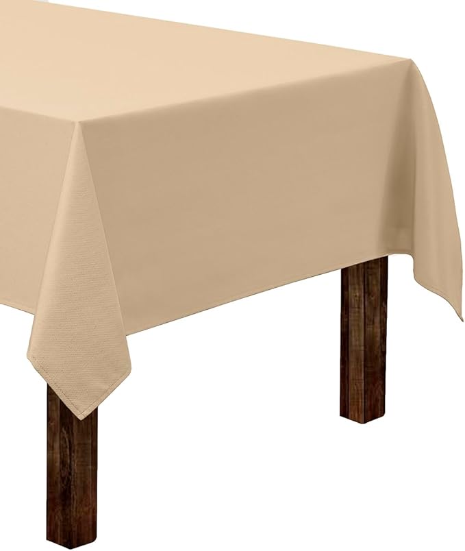 Gee Di Moda Rectangle Tablecloth - 60 x 102 Inch Beige Table Cloth for 6 Foot Rectangle Tables - Heavy Duty Washable Fabric - for Holiday Party, Dinner, Weddings, Baby Shower & Events