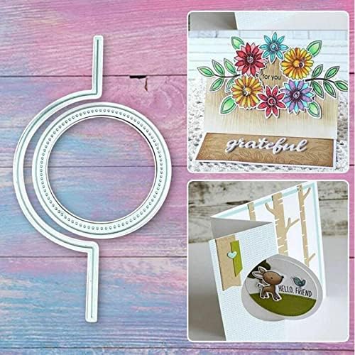Lapoo Metal Cutting Die for Scrapbooking, 3D Backgrounds Frame New Cutting Dies DIY Album Card Making Decor Paper Craft Metal Die Cuts Party Wedding Decorations (Round 5.3 x 2.8 in)