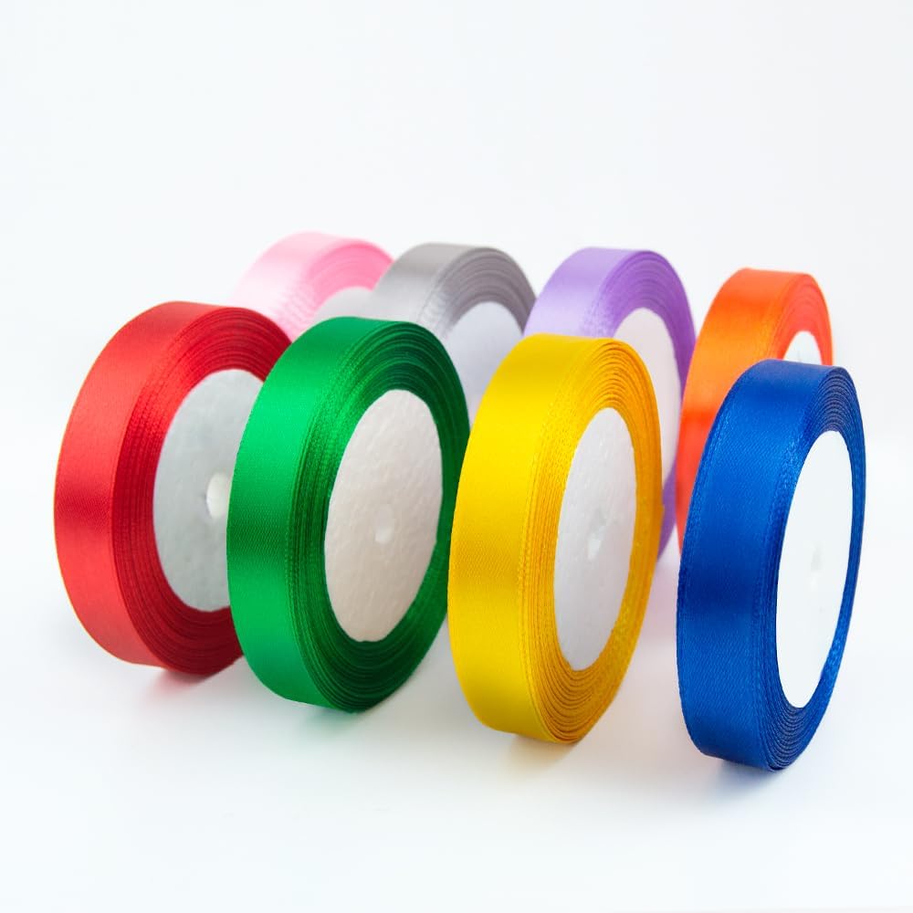 KMER LIFE Green Ribbon 5/8 Inches x 25 Yards Satin Ribbons Perfect for Halloween, Wreath, Corset, Floral, Floral Arrangement, Christmas, Wedding Party Decoration, Bow Making & Other Projects