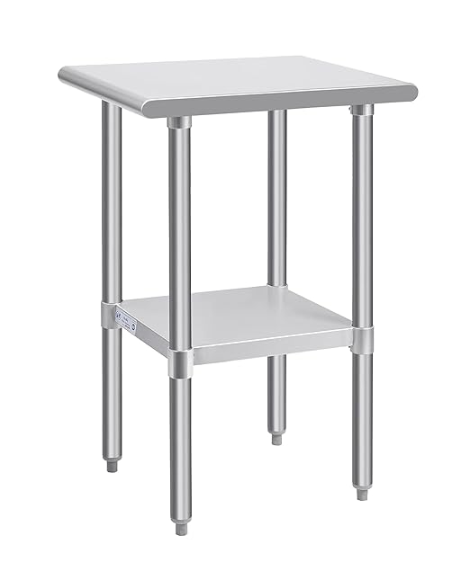 Hally Stainless Steel Table for Prep & Work 24 x 15 Inches, NSF Commercial Heavy Duty Table with Undershelf and Galvanized Legs for Restaurant, Home and Hotel
