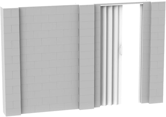 EverBlock 11’ x 7’ Wall Kit with Accordion Door | 3’ x 7’ Doorway | Modular Building Blocks | Wall Display System | Room Divider & Partition | Connect & Reuse | Indoor & Outdoor Use | Translucent