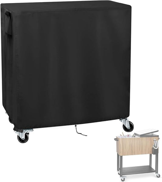 Outdoor Cooler Cart Cover, 38inch Patio Cooler Cover Waterproof for 89.8Qt Rolling Ice Chest Cooler Cart Table,Grill Table and Beverage Cooler on Wheels-38"L x 24"W x 35"H